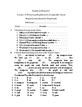 Bài tập Tiếng Anh Lớp 5 - Lesson 1+2 We have got English and Lets play after school